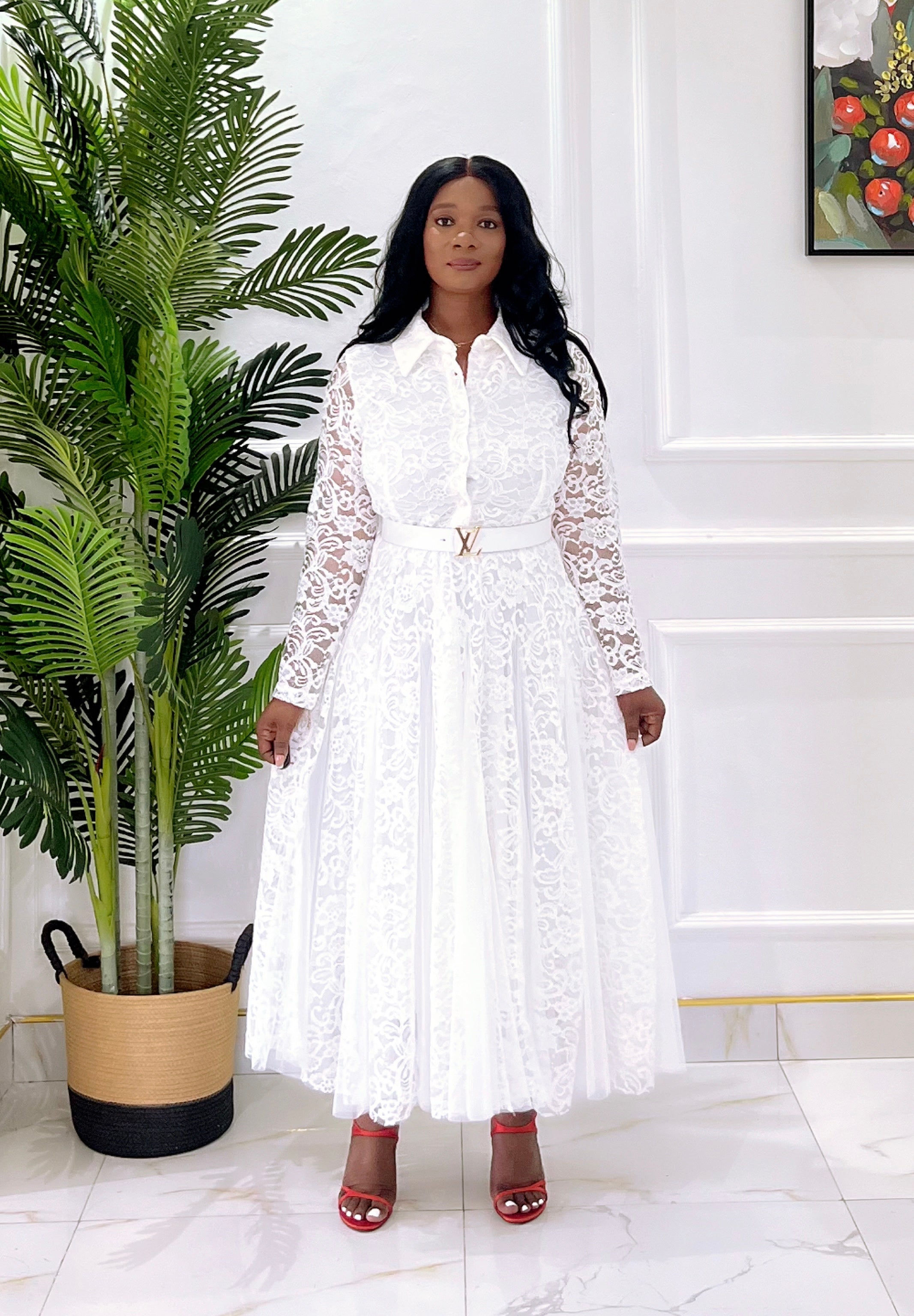 LIZ WHITE LACE DRESS