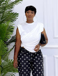 DRAPED SHOULDER PAD TOP