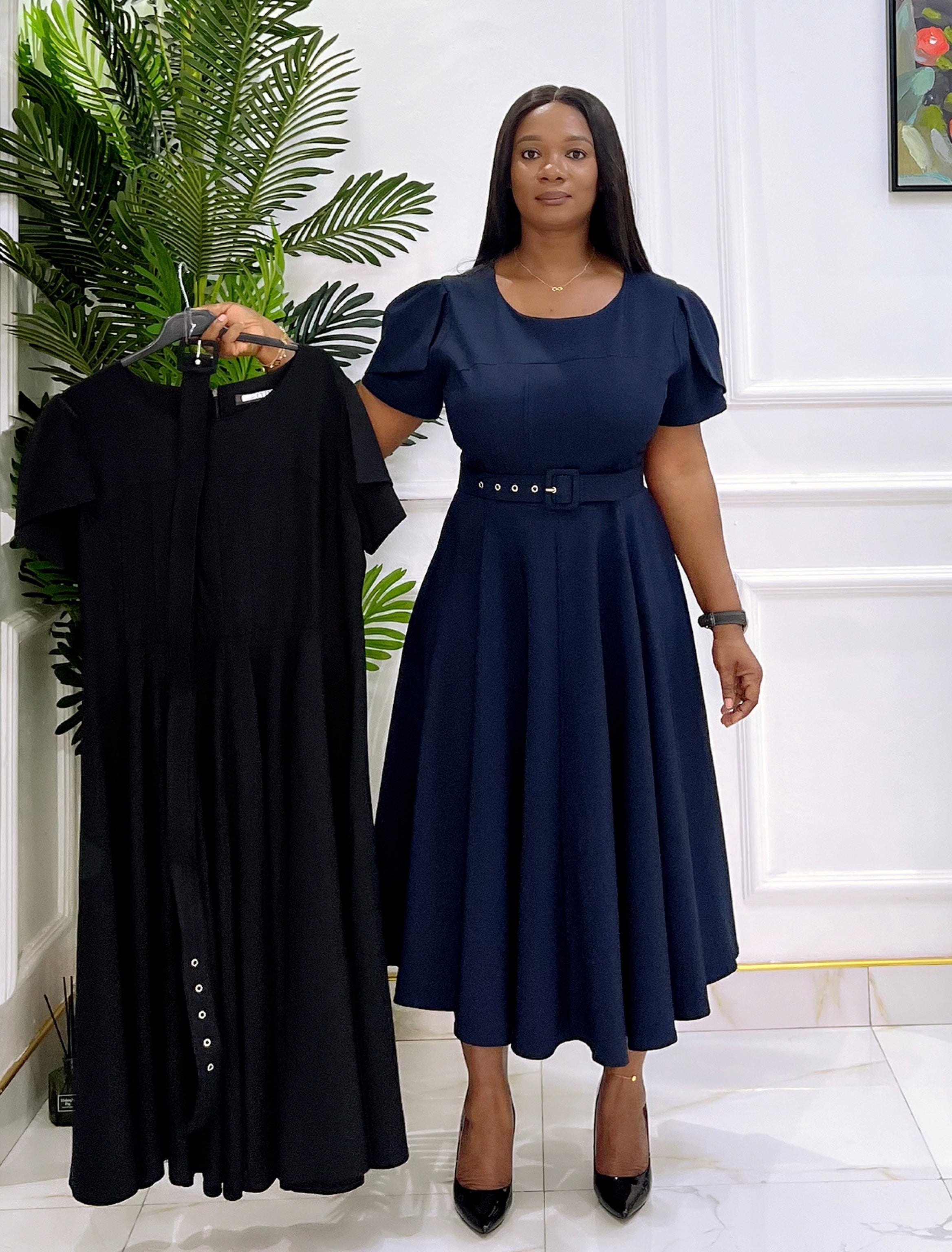 KRIS BELTED FLAIR DRESS